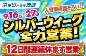 ９／１６～２７　シルバーウィーク全力営業